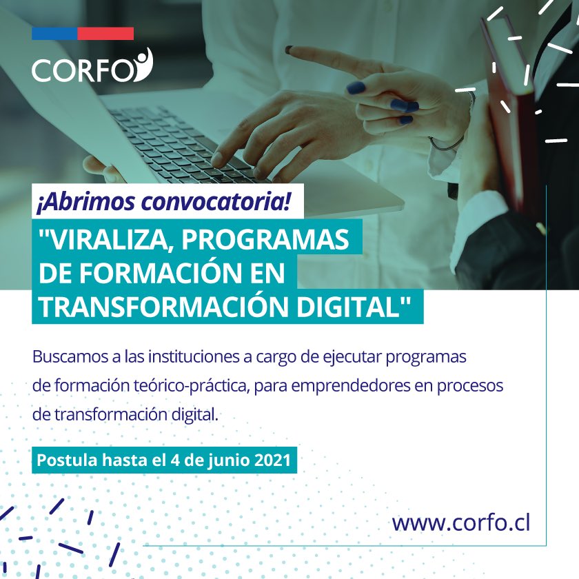 CorfoOHiggins's tweet photo. 📌Recuerda que todavía se encuentra abierta la convocatoria a #Viraliza para que organizaciones capaciten a empresarios en transformación digital. Postulaciones y más información en 👉https://t.co/Jx80af9Rhr https://t.co/M85Lfj9wUs