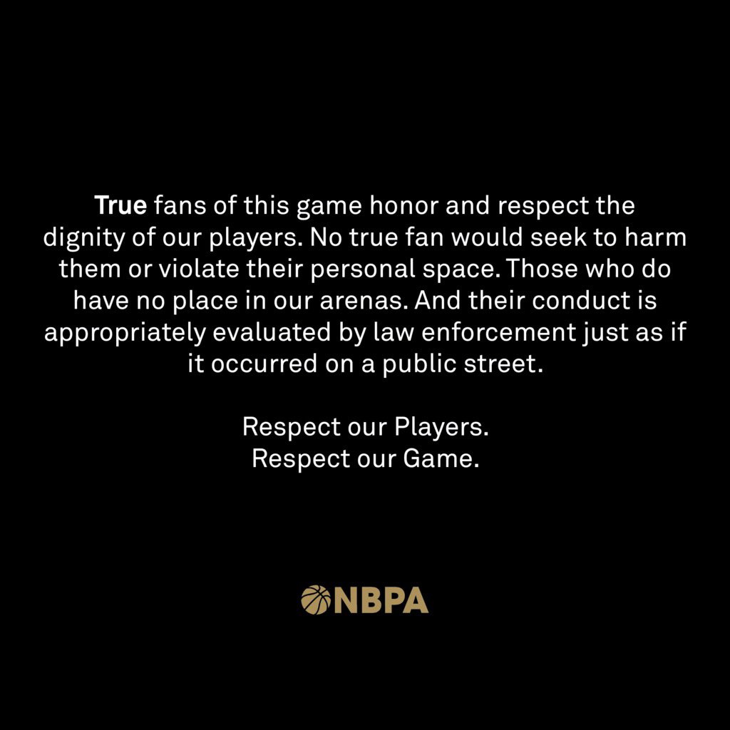 NBPA on Twitter "NBPA Statement on Fan Behavior Link to the full press