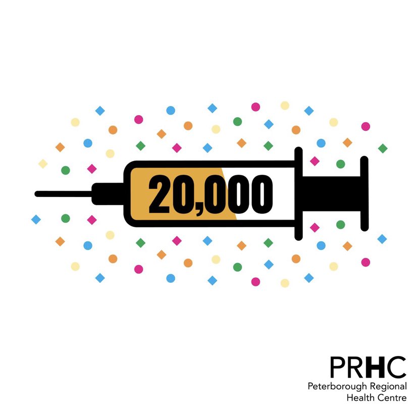 PRHC1's tweet photo. This week, PRHC celebrates administering more than 20,000 doses of COVID-19 vaccine over the last three months since we first opened our clinic! A special thank you to everyone who has supported the successful planning, opening and operation of PRHC's COVID-19 Vaccine Clinic(1/2) https://t.co/ATzqSfSVVF