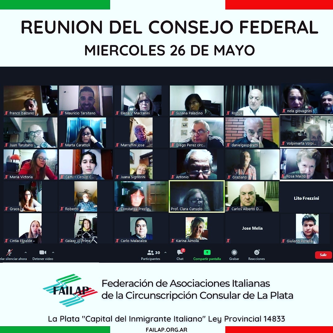 ChascomusItalia's tweet photo. Con la presencia de #30consejeros de las instituciones federadas, se realizó este miercoles 26 de mayo la 2° reunion del Consejo Federal de la FAILAP Federación de Asociaciones Italianas de la Circunscripción Consular de La Plata. https://t.co/lCAXJTdTNa
