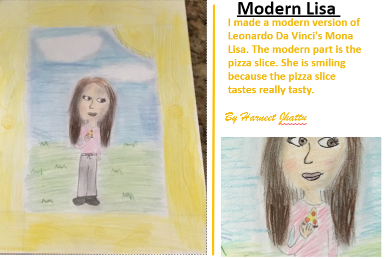 MrsMackayGrade4's tweet photo. After learning a little bit about Leonardo Da Vinci, we made a copy of his work and called it "Modern Lisa.  We explain why she has a secret smile in our pieces. https://t.co/jwffXL2ph7