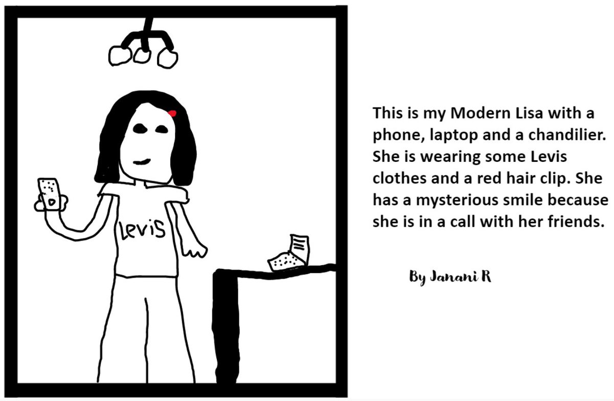 MrsMackayGrade4's tweet photo. Part 2:  After learning a little bit about Leonardo Da Vinci, we made a copy of his work and called it "Modern Lisa.  We explain why she has a secret smile in our pieces. https://t.co/9DG1A3vzvB