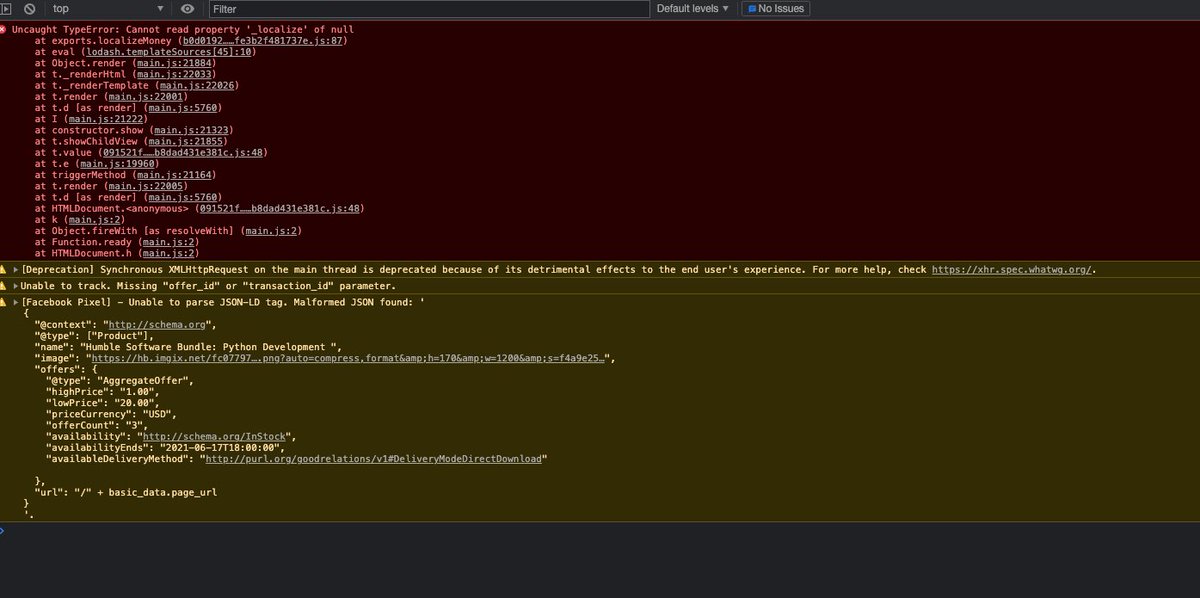 Bearlock_ed's tweet photo. @humble Also broken for me, seeing this in the JS console https://t.co/At1TomMIWa