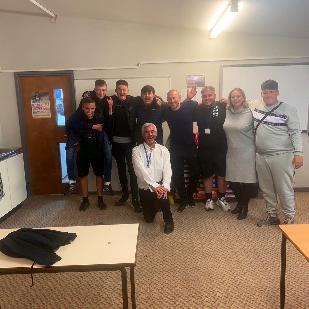 NiallBWFC's tweet photo. @LeverParkSchool just shut down your school lads call it a day the captains have left the sinking ship never will you get a better group of lads in one room, we’re gonna be 50 whizzing a golf cart potting hole in ones sipping stellas #TheLeverParkMongs https://t.co/BEMycYVeEl