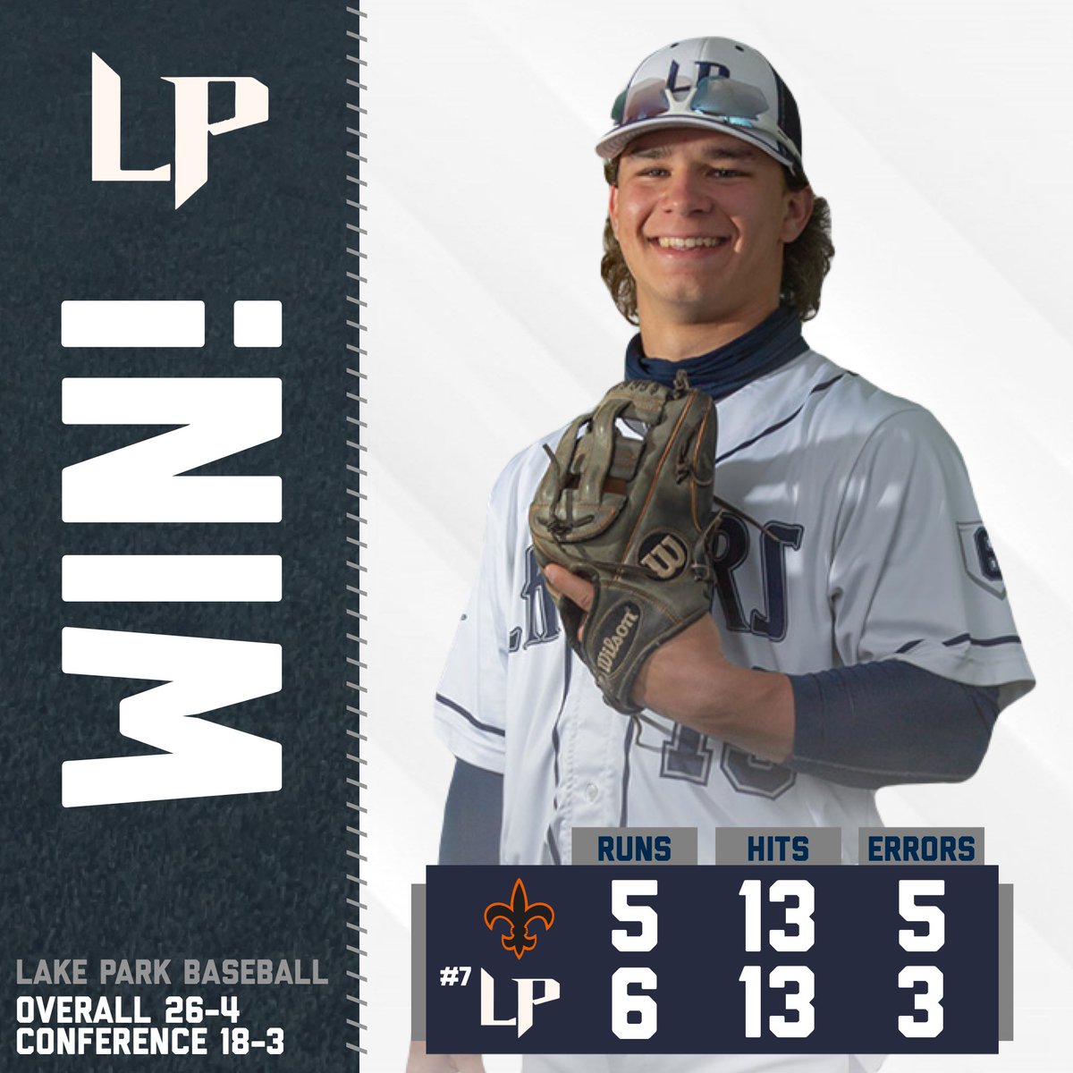 LP wins the DuKane Conference!  Kent with the W!  1IP 2k’s. Worcester drives in Rollins with the winning run in the bottom of the 10th with a line shot 2B. The Lancers are 26-4 and 18-3 in the DuKane! Congrats boys!