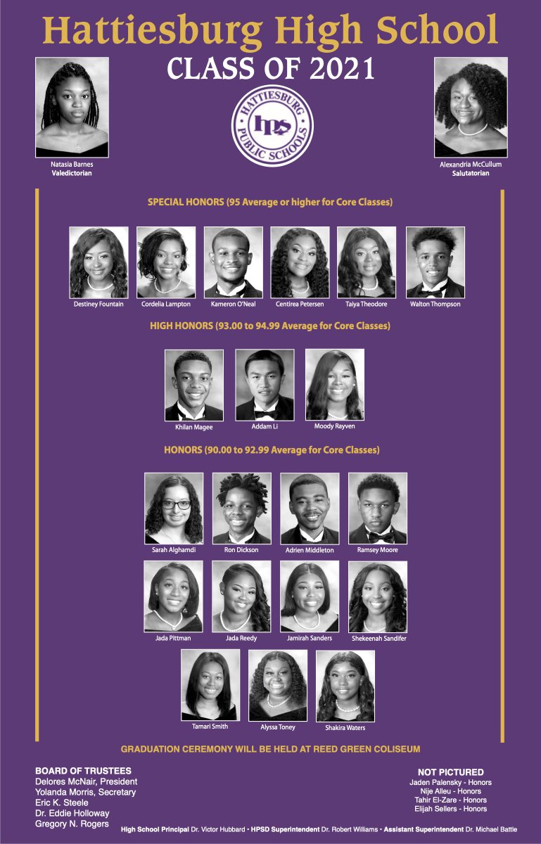 Congratulations to the Hattiesburg High School Class of 2021 honor graduates! #Burgbuilt #Builtforgreatness #Builtleaders