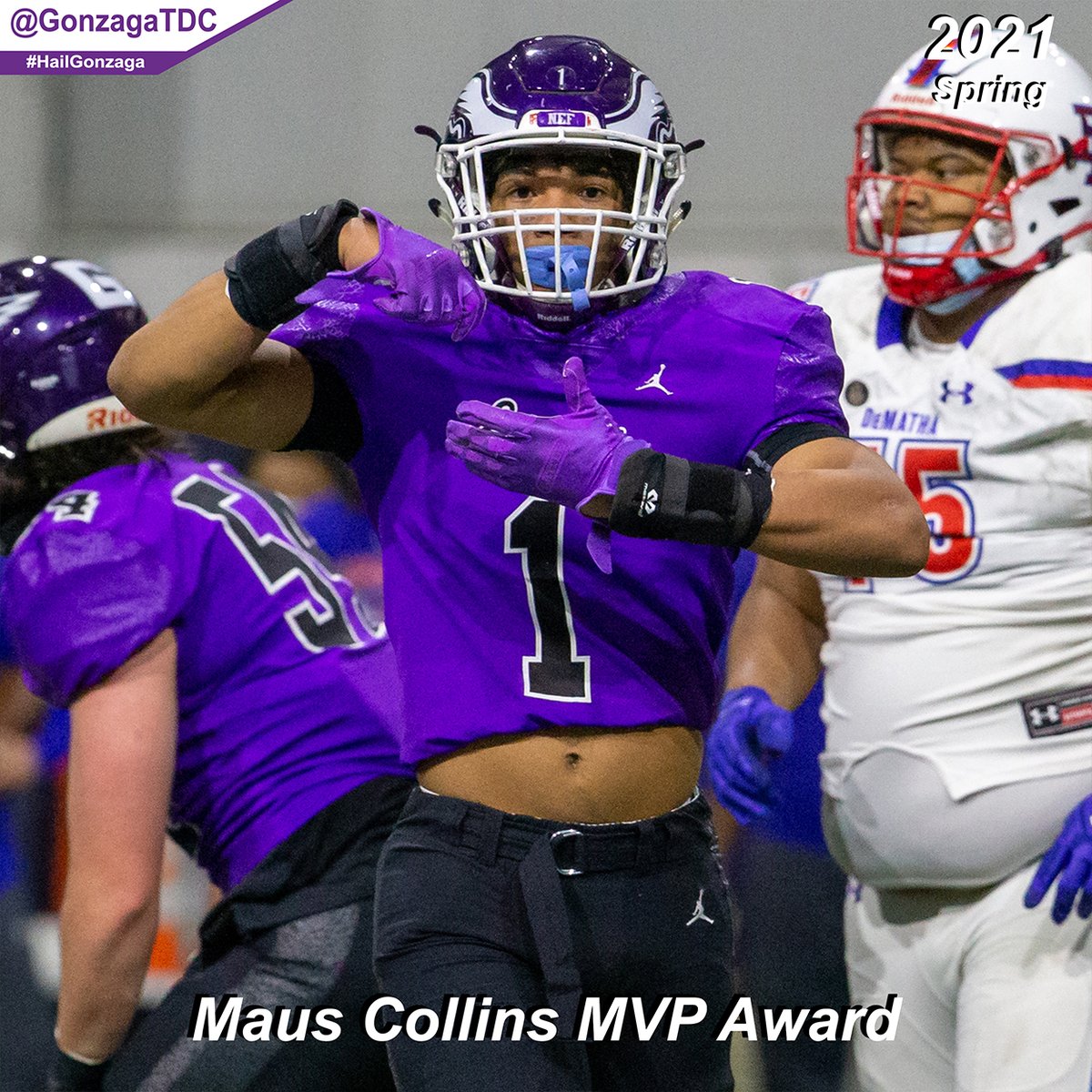 GonzagaTDC's tweet photo. 2021 SPRING • 🦅 Maus Collins MVP - #1, DB Kye Holmes '21

Named after legendary head coach, counselor, teacher &amp; administrator. The Awardee has the honor of being the player who most impacted the team's success throughout the season.

#HailGonzaga #NowEmbraceFinish #AMDG https://t.co/rFbIXXTzNu