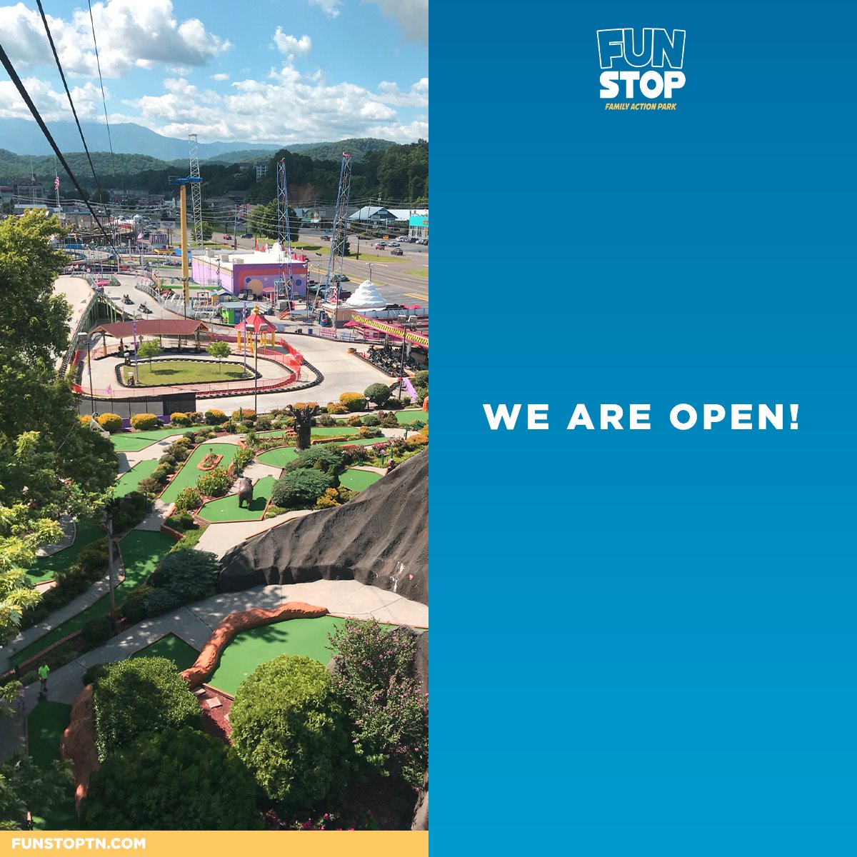 FunStopTN's tweet image. Find adventure in Pigeon Forge All-Year-Long at Fun Stop Family Action Park! We open daily at 10 am.  
 
funstoptn.com
Calls: 865-429-4639

#funstop #family #action #park #gokarts #kidrides #pigeonforge #easttennessee #getaway #vacation #smokymountains