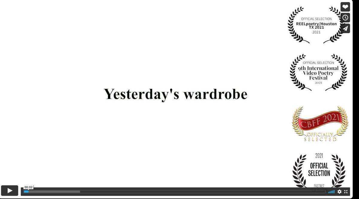 ColmScully1's tweet photo. My Poetry Film "Yesterday's Wardrobe" is showing at the wonderful Fastnet Film Festival. Delighted to be part of it.#FillumChat #fastnetfilmfest https://t.co/hk6f1ZeqkC