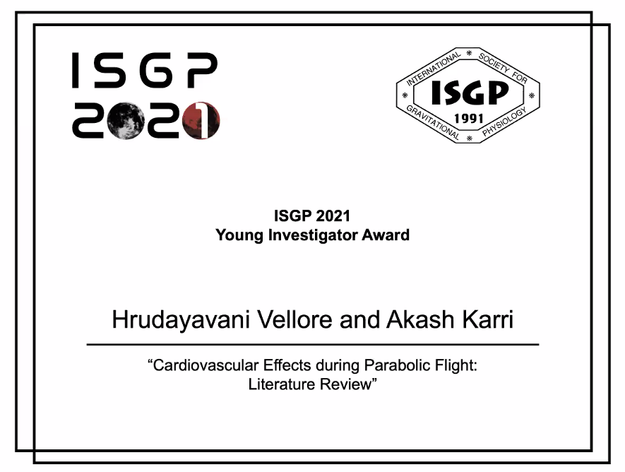 TAMU_BHP's tweet photo. Congrats to Vani and Akash for winning the ISGP Young Investigator Award! We are so proud of you and your hard work! @karri_akash @adartiles @TAMUAero @TAMUEngineering @TAMU https://t.co/ApHaY5WipM