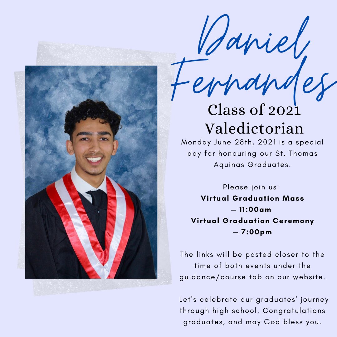 The results are in and it was very close count. Congratulations Daniel Fernandes, the class of 2021 Valedictorian! Thanks to all other candidates for running. We look forward to your speech, Daniel! 🎓