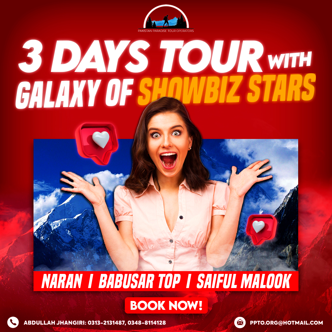 pptoOfficial's tweet photo. @pptoOfficial Proudly Presents 3 Days Tour to Naran Valley, Babusar Top &amp; Saiful Malook.

The Luxury Tours in Northern Areas of Pakistan
With Discounted &amp; Affordable Packages

For Further Information Contact:
Abdullah Jhangiri
0313-2131487
0348-8114128

#Pakistan #ppto #Tours https://t.co/USSa62FKMb