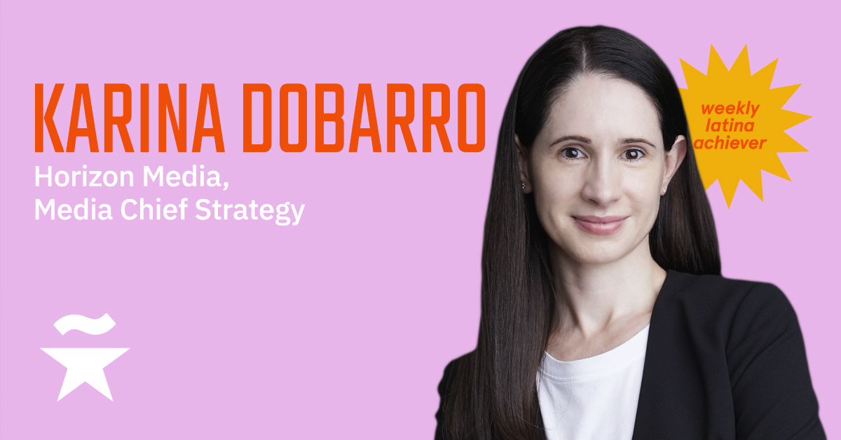 Karina Dobarro is Head of Multicultural at Horizon Media. She has been honored by Adweek as a Media All-Star! 

Dobarro also received the Executive Leadership Award at the Annual Hispanic Television Summit. 👏👏👏 #GoLatinas
#WeeklyLatinaAchiever #TogetherWeShine
