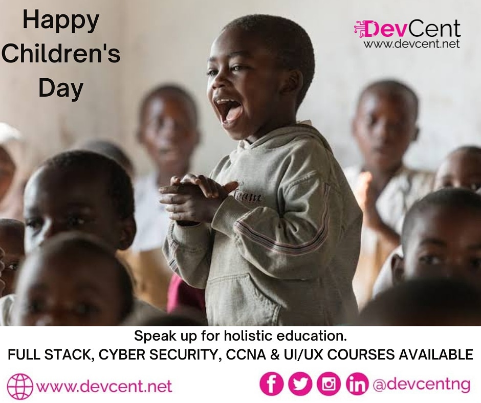 It's #ChildrensDay
Speak up for holistic education.

Education for the market place.

Your course mates are eager to connect with you.
Join in for CCNA, Cyber Security, UI/UX and Full Stack courses with us!

#children #AI #auntykate #sharia #maiduguri #AWS #Amazon #cryptotwitter