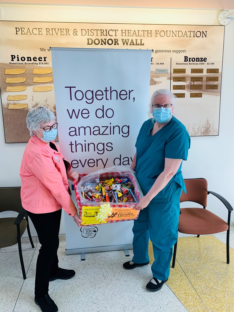 AlbertaRhPAP's tweet photo. The Peace Regional Healthcare A &amp; R Committee in @PeaceRiverAB have been delivering baskets of treats to some of their local health-care providers.  They appreciate all of the work that these rural providers do and wanted to say thank-you during #ABRuralHealthWeek! https://t.co/hN8WD7nHdE
