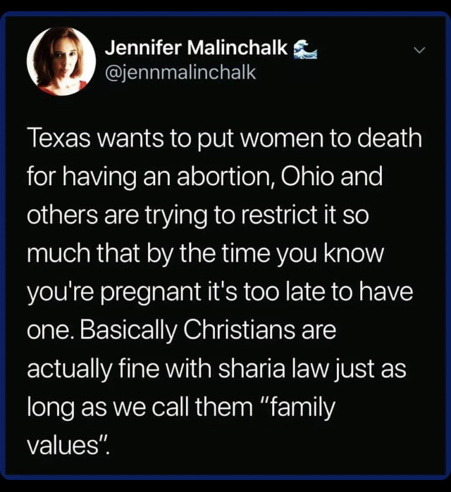 DrShadeeElmasry's tweet photo. For the record... the Sharia does not consider abortion to be murder when it’s before 120 days, which is when the soul is placed in the fetus. Before 120 days, abortion may be permitted, discouraged, or sinful depending on circumstance and intent.
@jennmalinchalk https://t.co/Q2aHhJwttu