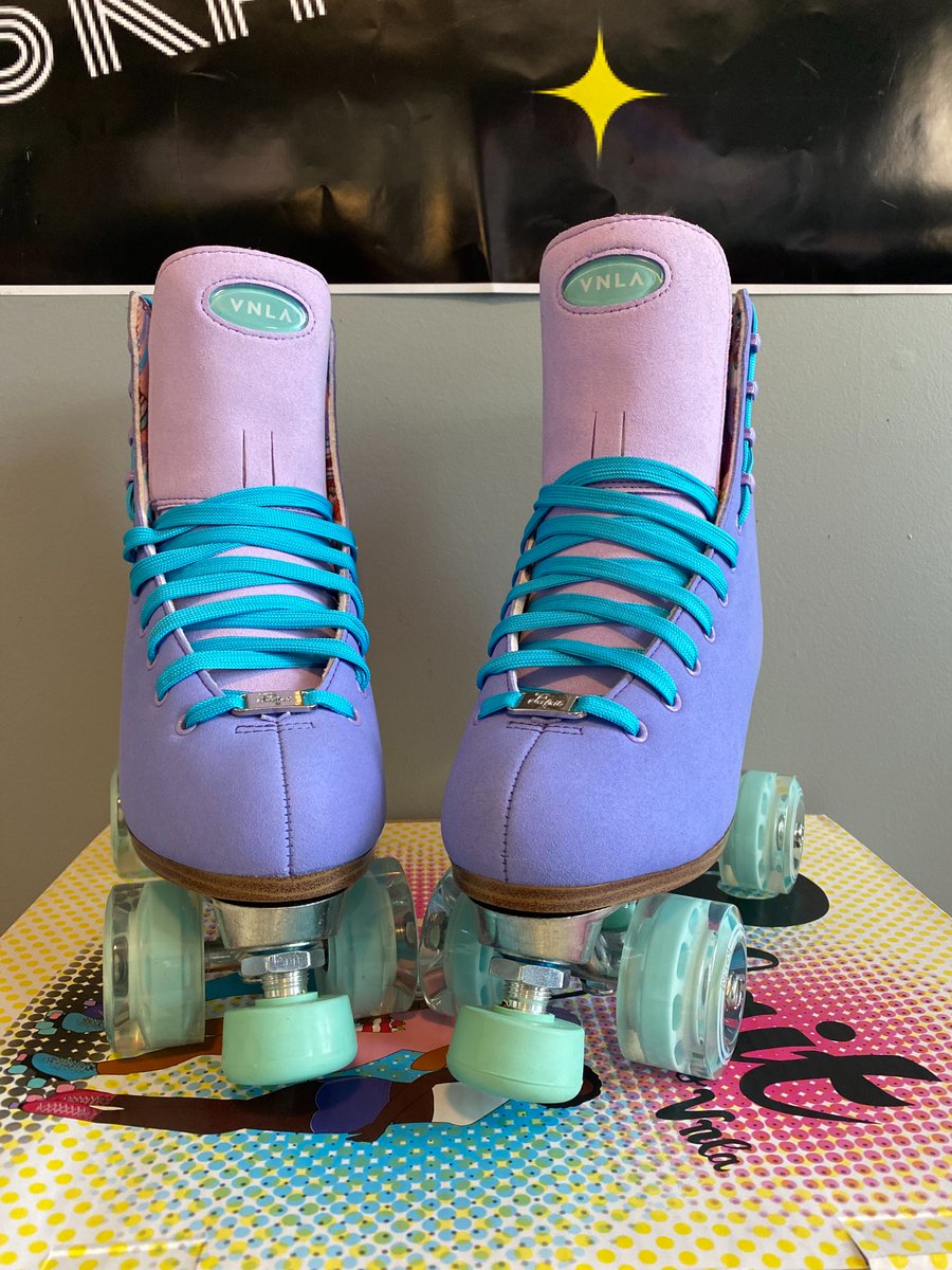 MySkatePalace's tweet photo. VNLA Parfait roller skates in Purple w/ blue wheels, strings! Sheesh!😍💜💙 Available at https://t.co/XhgYy3NxlG #blackowned #blackownedbusiness #womeninbusiness #supportsmallbusiness #rollerskates #skates #skating #skatingislife #vnlaparfait #SupportBlackBusiness https://t.co/FqsU0Apm41