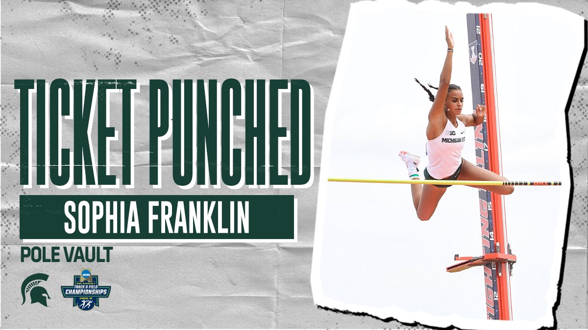 MSU_TFXC's tweet photo. Another 🎟️ punched for the Spartans! Sophia Franklin will make her second trip to the NCAA Finals after clearing 4.17m!

#NCAATF | #GoGreen https://t.co/M5A5BWsVyt