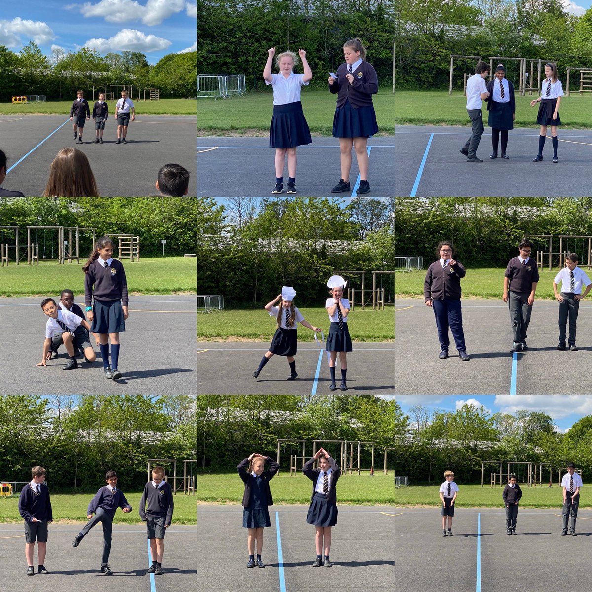 SRAPrimary's tweet photo. Y6 took on the challenge of performing ‘The cat in the hat’ by Dr. Seuss. They collaborated to learn parts of the story off by heart and created their own actions to accompany these. With the sun shining,they took their performances outside. #srabookweek  @SRAEnglishDept https://t.co/QOAjIYmaOO