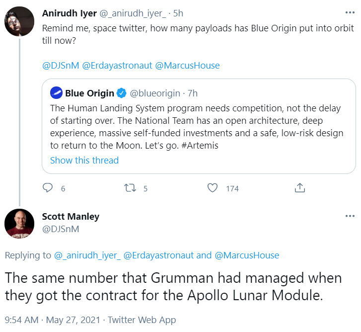DJSnM's tweet photo. It's sad how many replies to this are missing my point.
Grumman is the only company to build a successful human landing system, and they're part of the National team. https://t.co/cQcNaulTXx