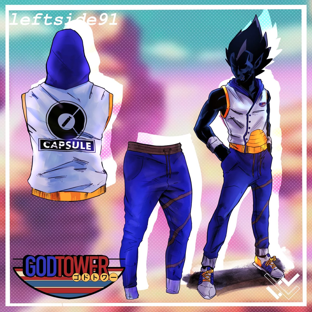 leftside1991's tweet photo. God Tower - Capsule 💊
2 piece outfit 🔥

Artist: @washi_wasshoi 

#vegeta #dragonballz #leftside91 https://t.co/VzYzR3d4Av