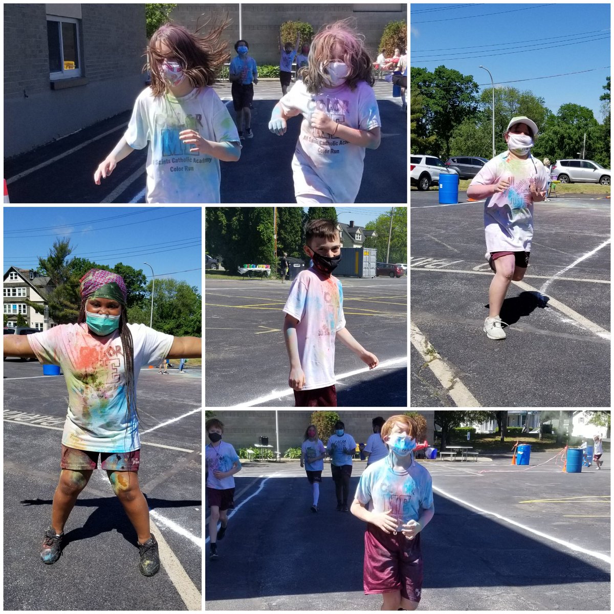 ASCAMrsNova's tweet photo. A few more from our All Saints Color Run 2021! Big thank you to all of our wonderful volunteers that helped make today great! @ASCA_Albany @RCDASchools https://t.co/LflABOayEe