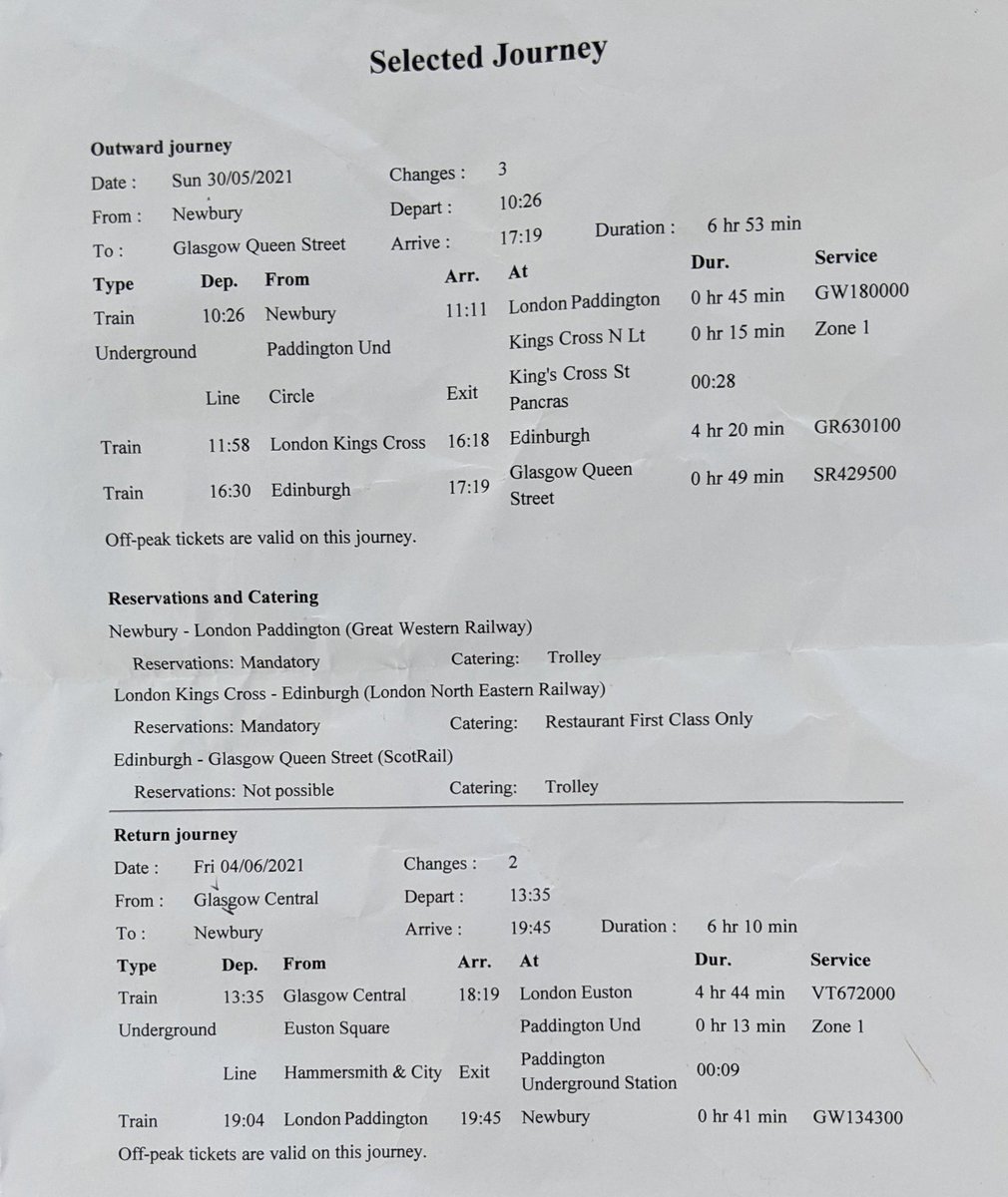 GouldCait's tweet photo. @CrossCountryUK It's for one adult and one child, is the attached itinerary possible? https://t.co/EqCW7lrBtu