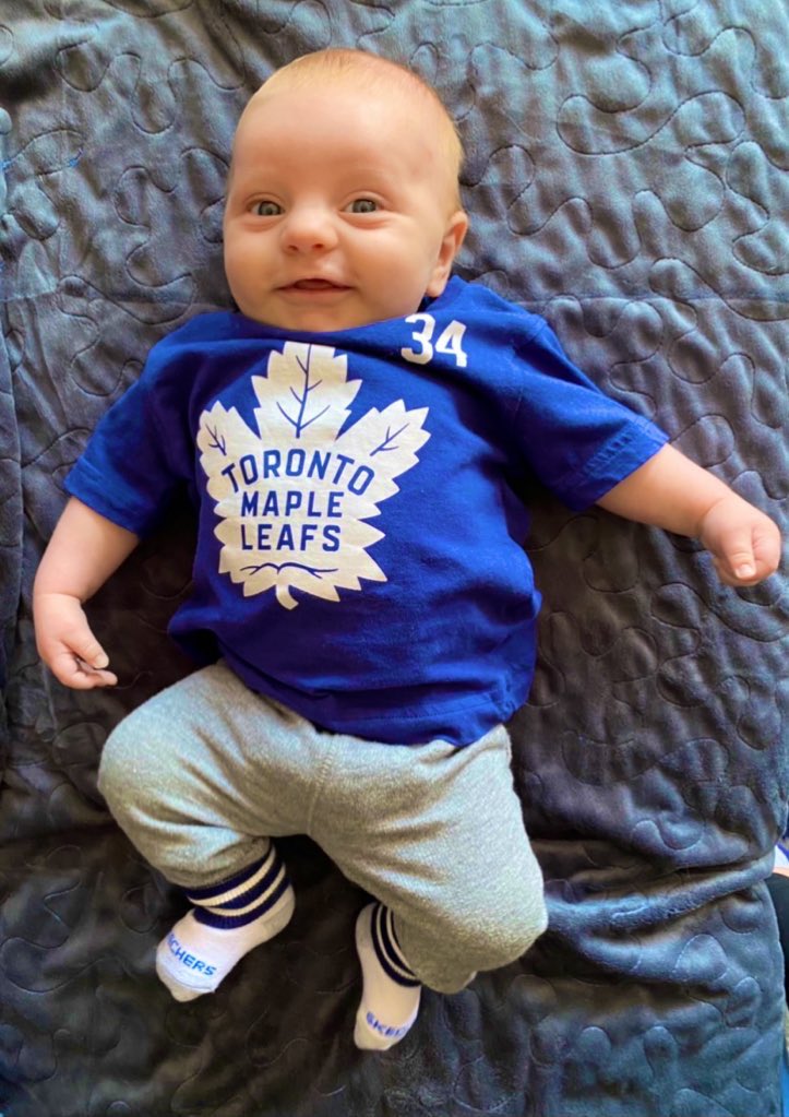 sarina_squires's tweet photo. Myles, Toronto’s newest little fan is happy because they will advance to the second round tonight!!!💙🏒🍁@MapleLeafs @AM34 @NHL #Matthews #leafs #TML #playoffs #game5 #Newfoundland @TSN_Sports @SportsCenter @CBCNL @cbcsports https://t.co/oaHRQN1Noy