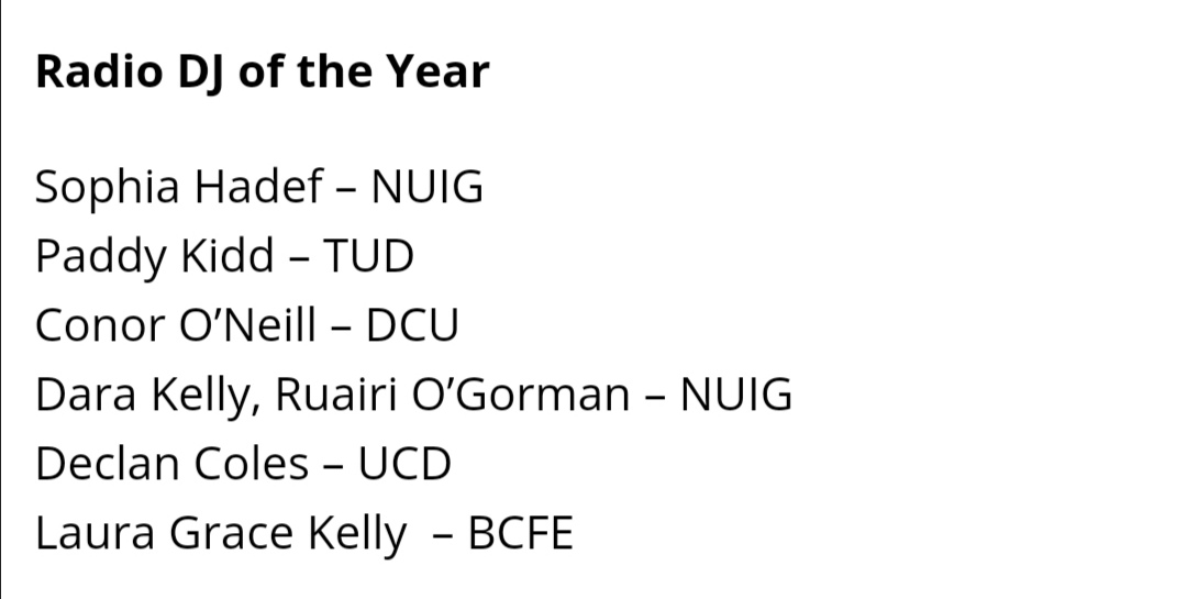 BelfieldFM's tweet photo. A big congratulations to our own @DeclanColes for his Radio DJ of the Year nomination! make sure to listen to Ceol with Coles on our Mixcloud to get a better sense of his expert DJ-ing skills and we're sending him a big bualadh bos... 🎉🎉🎉🎉 https://t.co/y4MRnIX4AE https://t.co/iCOEuuEDen