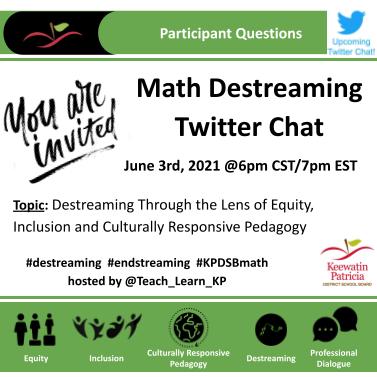 MProom31's tweet photo. Extending an invitation to ON educators to join us in this important conversation - "Destreaming Through the Lens of Equity, Inclusion and Culturally Responsive Pedagogy".  Please join us Thursday, June 3rd (7pm EST). @Teach_Learn_KP #destreaming #endstreaming #KPDSBMath https://t.co/lJk34zztlC