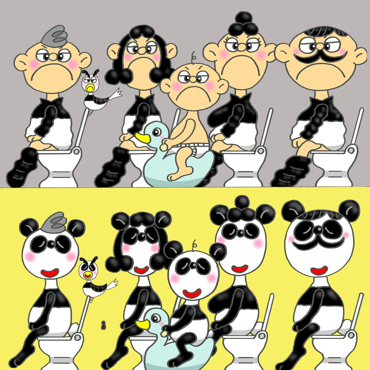 Panda Panda Panda Panda Panda Animal Bear Cat Cute Illustration Illustrator Art Artist Cartoon Comic Manga Animation Drawing Family Life Love 熊猫 漫画 絵画 パンダ くま ネコ 可愛い 家族 イラスト