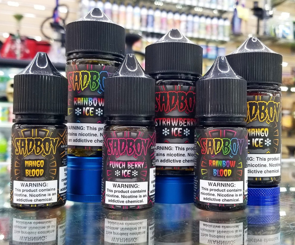 VSSBiscayne's tweet photo. You asked for juice so we provided! 
New Sad Boy e-juices in salt nic and regular nicotine!
#VapeNSmokeShop #Miami #Vape #SadBoy #Oof #VapeNation #Ejuice #Salt #MiamiVape #Drip #NoSauce #Biscayne #Wynwood #Midtown #DowntownMiami #WynwoodWalls https://t.co/E3z7qv10tL