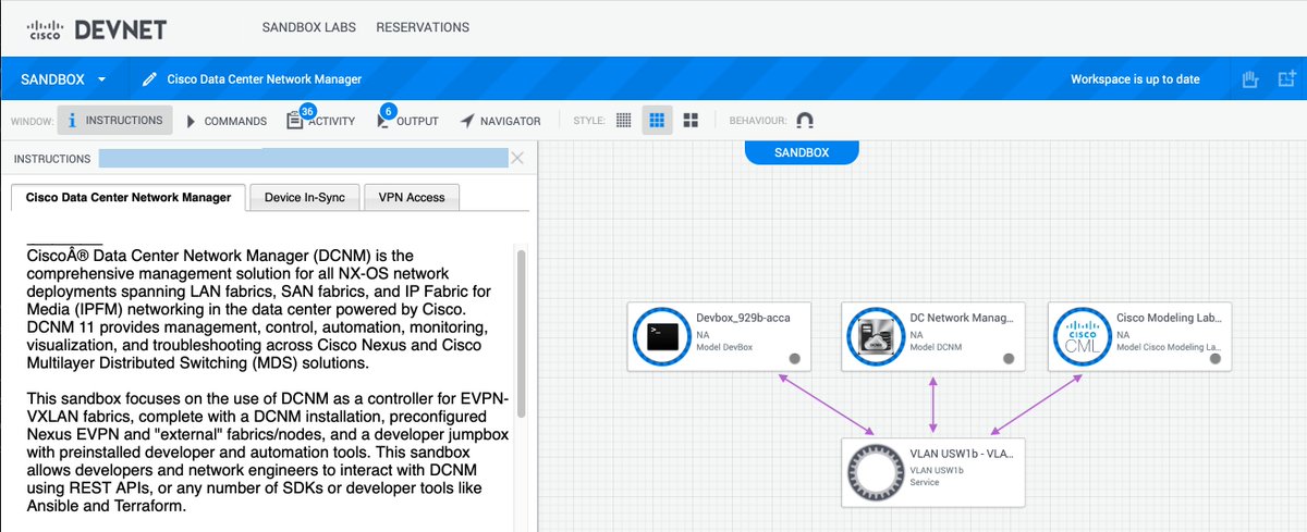 qsnyder's tweet image. It&apos;s live!  Can&apos;t express enough thanks for the DCNM and #DevNetSandbox teams for the help!

Now off to get some Learning Labs and Postman collections published!

Reserve yours today!
devnetsandbox.cisco.com/RM/Diagram/Ind…

@CiscoDevNet