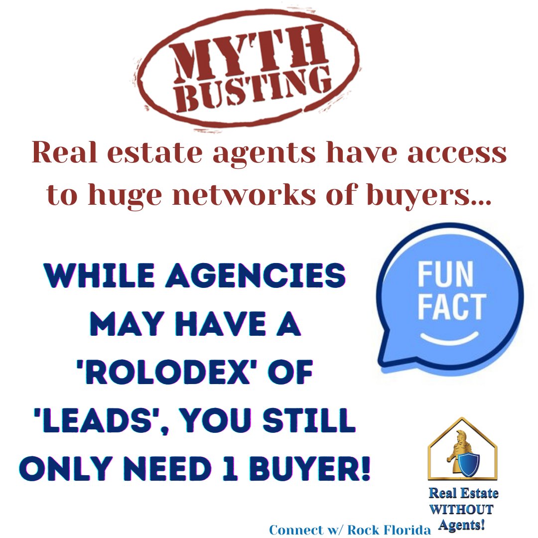 RFlorida's tweet image. This myth hasn't born much merit since buyers have been given access to all of the available inventory! 
'Back in the day', they were dependent on a service-provider to inform them...

#rockquakes #realestatewithoutagents #realestate #disruptor #forsalebyowner #fsbo #diy #success