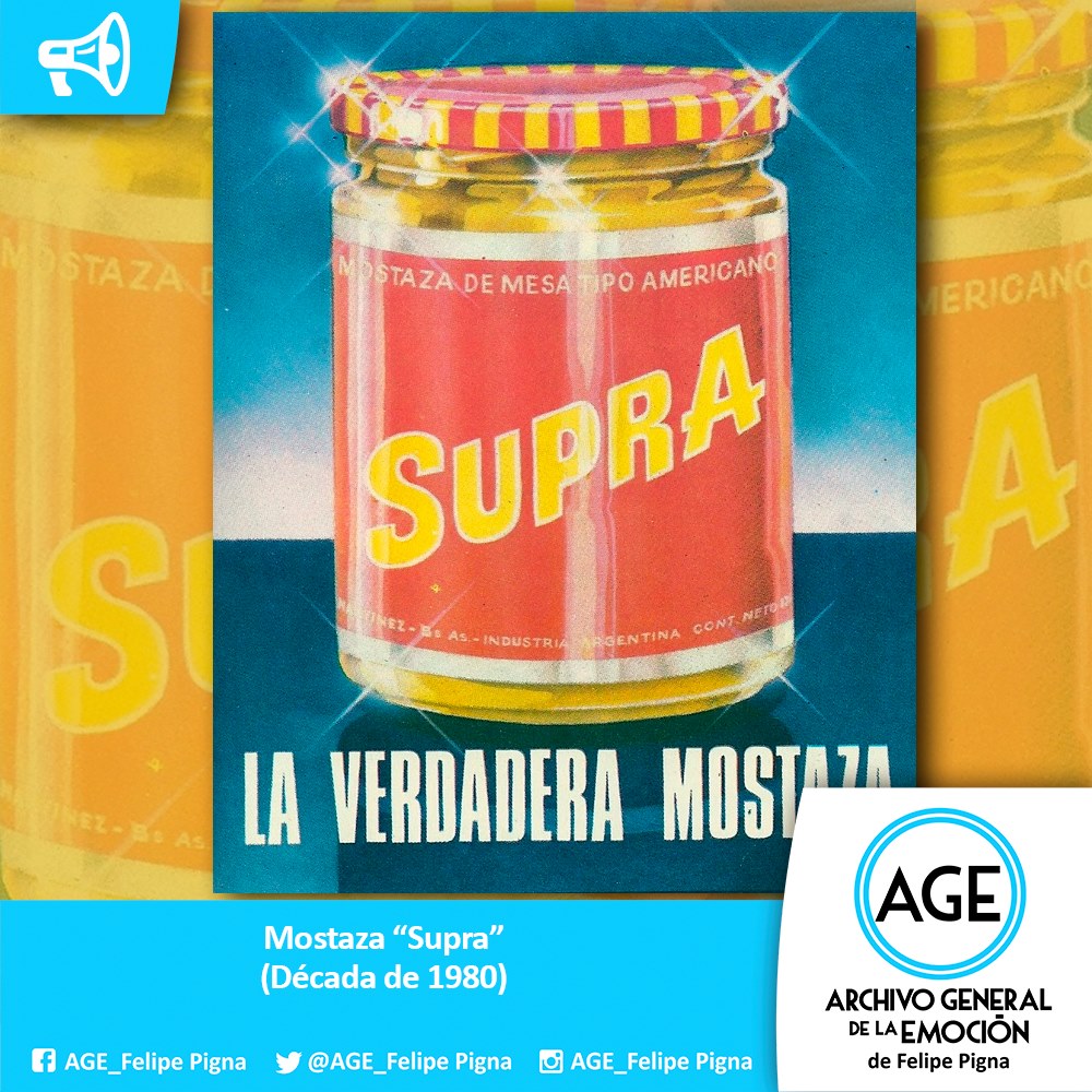 AGE_FelipePigna's tweet photo. #Publicidad de Supra, la verdadera Mostaza #ArchivoGeneraldelaEmocion #Decada1980 https://t.co/o9cQeiUGAr