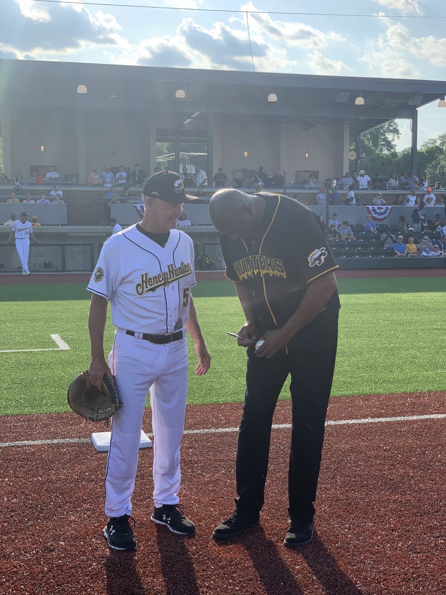 MagicJohnson's tweet photo. What a historical day in baseball &amp; for the city of Gastonia, NC! I was so happy to come &amp; support my friend Brandon Bellamy, the first African-American majority owner of a minor league baseball team, the Gastonia Honey Hunters, &amp; the new stadium they’ll play in, FUSE Ballpark. https://t.co/717bFysYDF