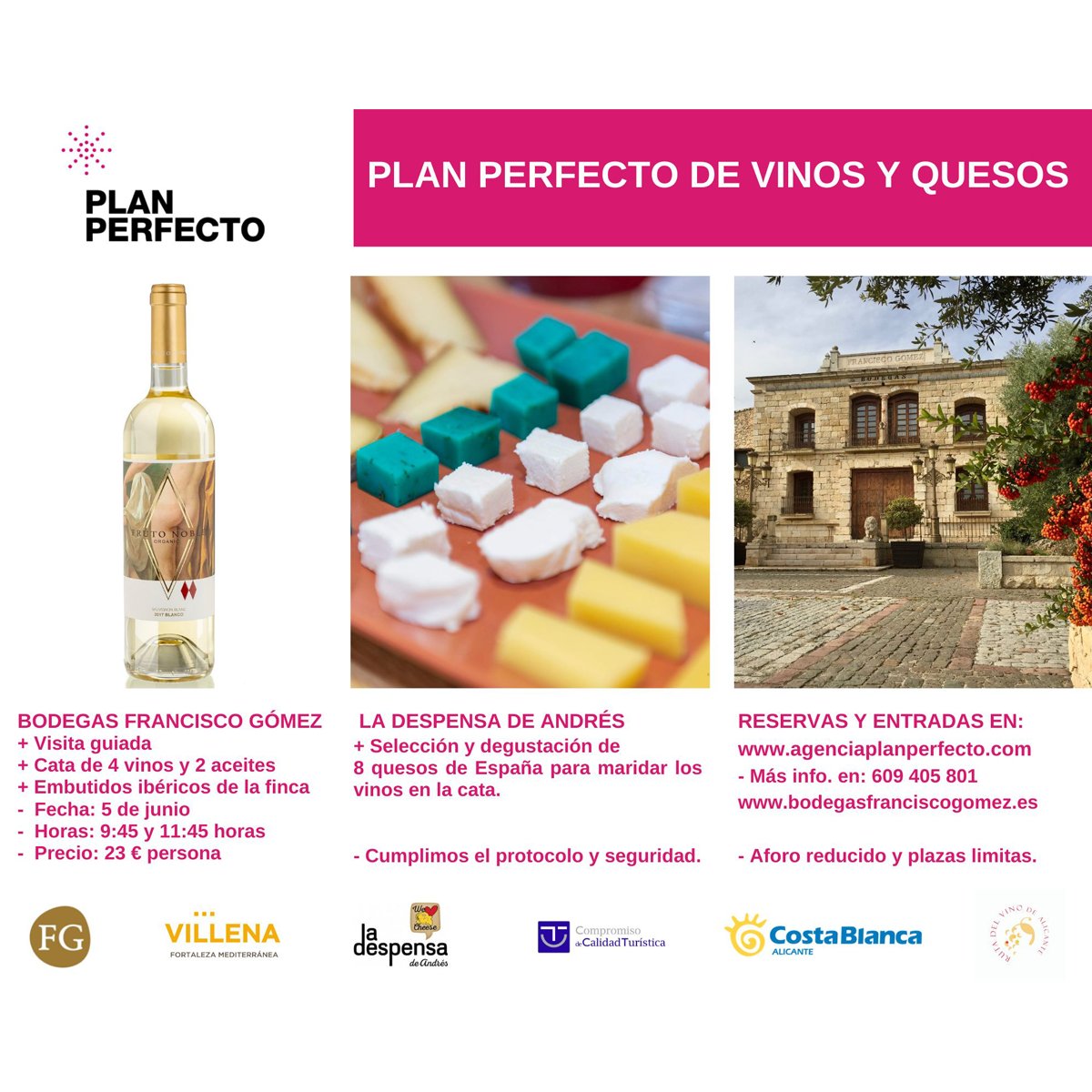 TurismoVillena's tweet photo. Este Sábado 5 de Junio, en visitas a las 9:45 y 11:45, @A_PlanPerfecto te propone una experiencia especial en @BodegasFG.
Conoce todos los detalles de esta propuesta y reserva tu plaza en: https://t.co/XOJi7DC5sY
#Villena #Turismo #Bodega #Cata #Vino https://t.co/dBeh7EpJhR