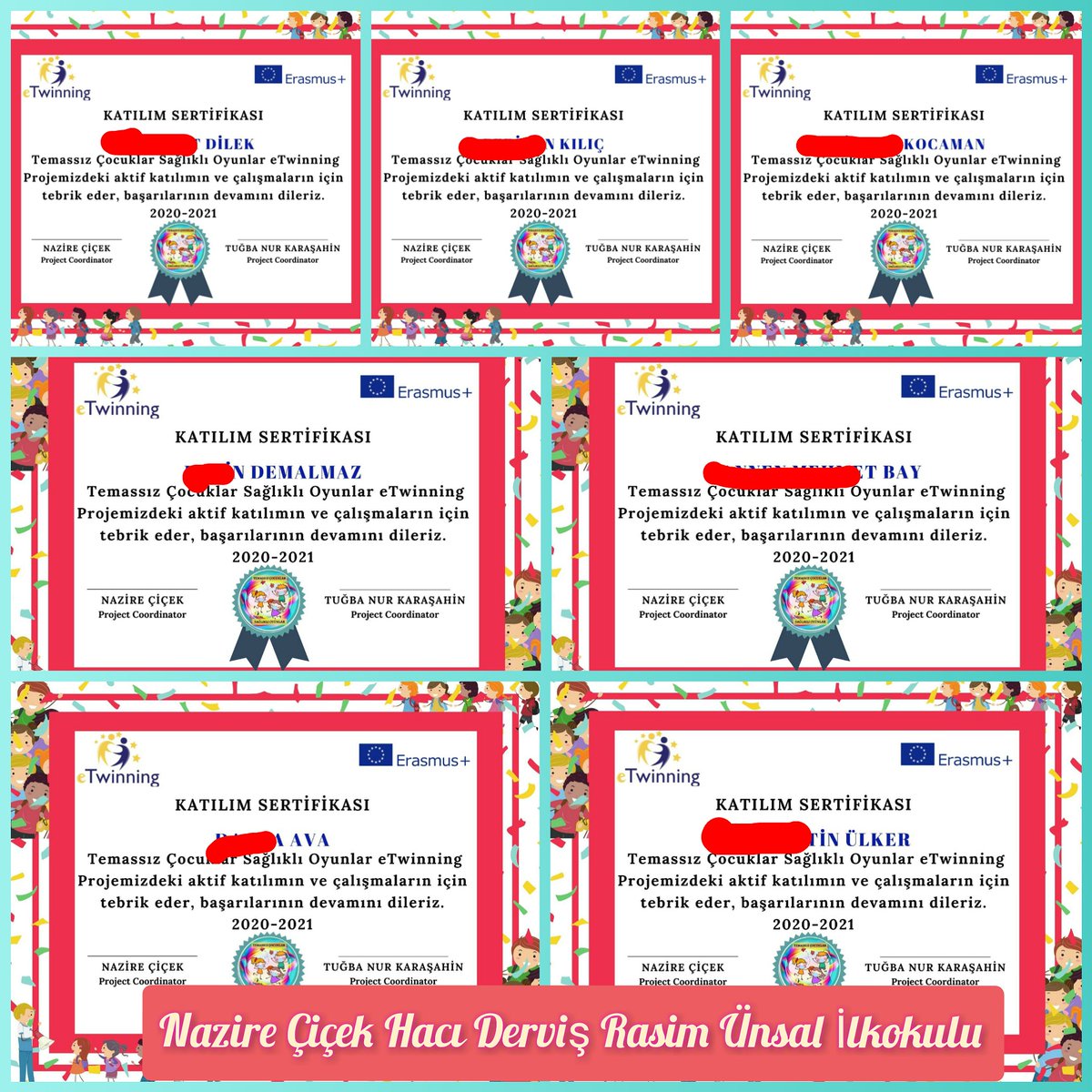 TemassKl's tweet photo. Projemizi başarıyla tamamlayan öğrencilerimize Pandemi sebebiyle uzaktan eğitime devam ettiğimiz bu süreçte sertifikalarını online olarak gönderdik. Projede gösterdikleri üstün başarı ve katılımları için öğrencilerimi tebrik ederim @tretwinning @nazirecicek20 @HacidervisIO https://t.co/RVNPLEIbCI