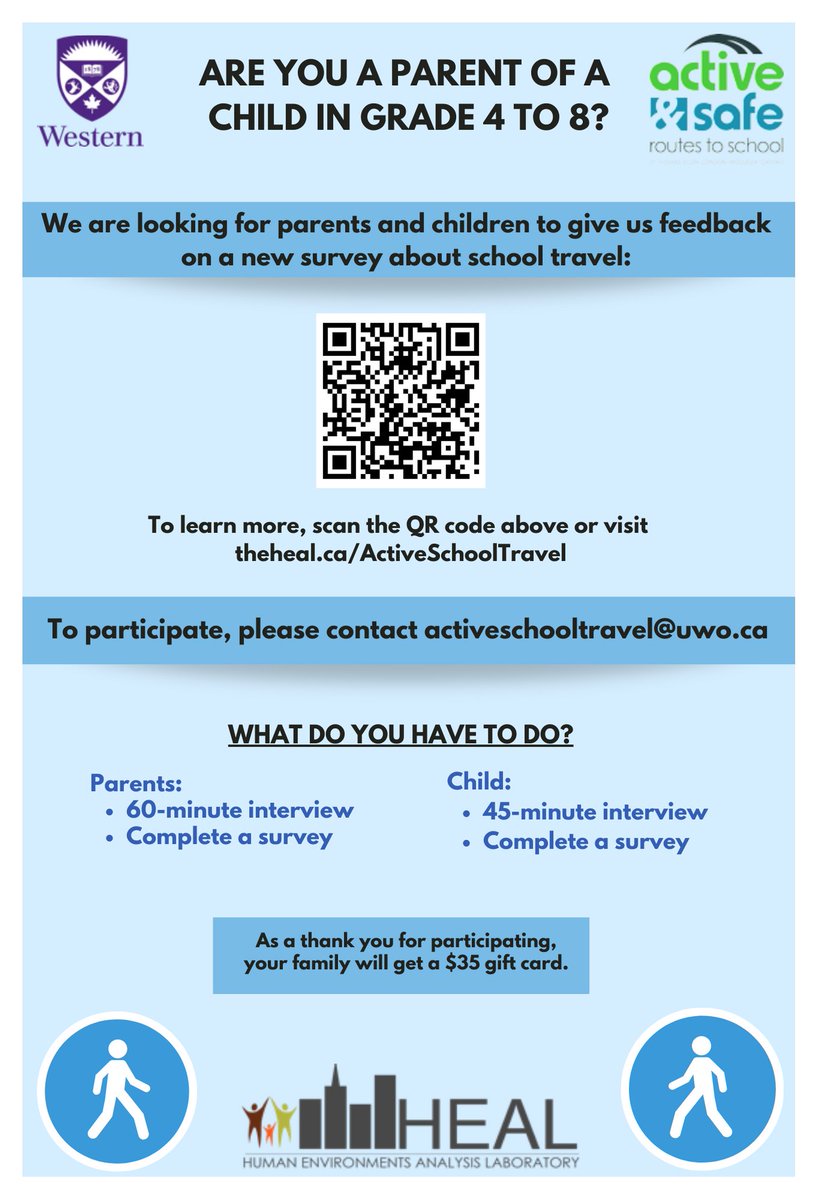 The Heal (@thehealab) on Twitter photo Parents of children in grades 4-8 in London, ON...we want to hear from you about how you and your family travel to and from school. Visit theheal.ca/activeschooltr… to learn more; you will receive a gift card for your participation. #ldnont
<a href="/JoshMorganLDN/">Josh Morgan</a> @YMCAofSWO Parents of children in grades 4-8 in London, ON...we want to hear from you about how you and your family travel to and from school. Visit theheal.ca/activeschooltr… to learn more; you will receive a gift card for your participation. #ldnont
<a href="/JoshMorganLDN/">Josh Morgan</a> @YMCAofSWO