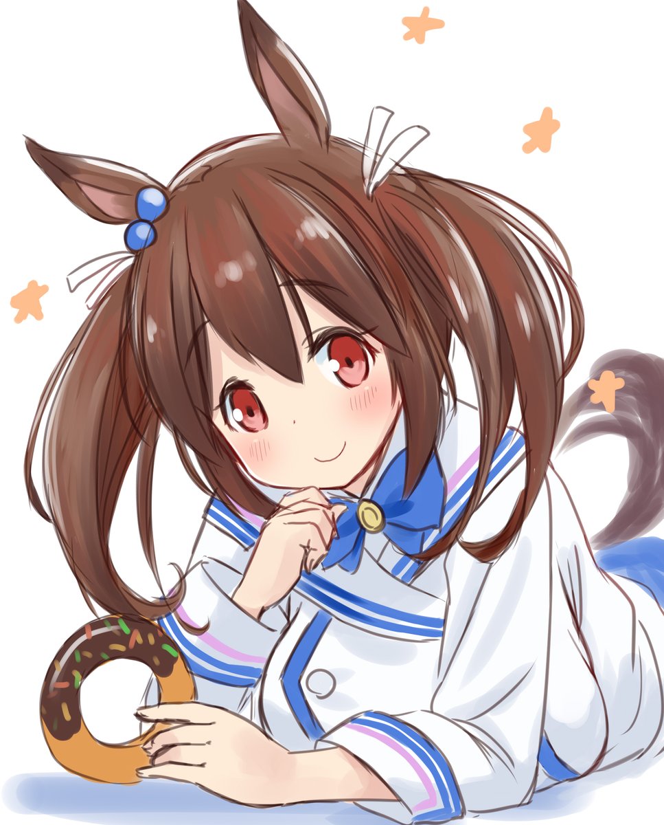 1girl solo twintails animal ears doughnut food horse ears  illustration images