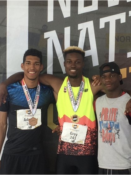 BCSDTrackXC's tweet photo. Beacon Track + Field celebrating senior year (HS and College) for these three incredible athletes! Left is 2016 at New Balance Nationals in North Carolina, right is today in Jacksonville Florida. What’s changed? They got better and got new hats🤣🤣🤣 (photo cred to David’s Mom!) https://t.co/56nCoBvTRy