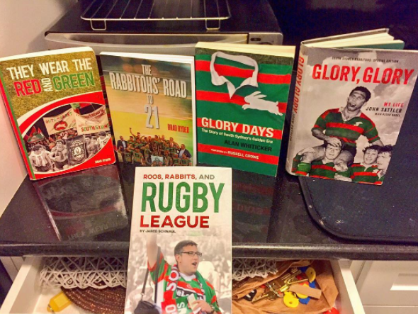 SchnablJared's tweet photo. #RoosRabbitsAndRugbyLeague now joins the pantheon of #SouthSydneyRabbitohs literary works. I hope every #Rabbitohs fan has this on their shelves. Learn about how an American fell in love with the Rabbitohs and became an Australian bunny rabbit! 

#writerscommunity https://t.co/cu1UmZIxdy