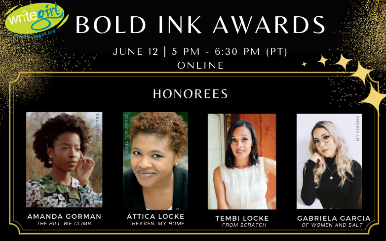 WriteGirlLA's tweet photo. Early bird tickets are on sale now through May 31st for the 2021 WriteGirl Bold Ink Awards on June 12th! We're thrilled to be honoring four inspiring women writers for their bold voices: @TheAmandaGorman, @atticalocke, @TembiLocke &amp; @GabiMGarcia. Tickets: https://t.co/frSmAYwcWS https://t.co/mHvN1kfqkv