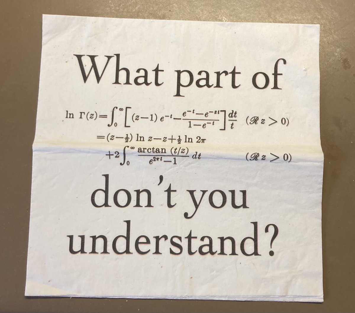 stevenstrogatz's tweet photo. Leftover napkin from the 60th birthday party that my wife threw for me a couple years ago https://t.co/Mmq2gn1KVn