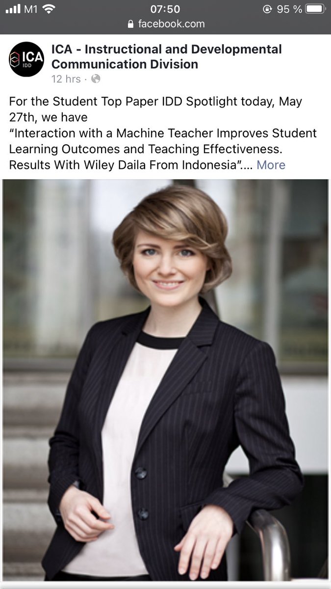 ElenaPelzer's tweet photo. I am humbled and grateful that the #ICA21 Instructional and Developmental Comm Division (IDD) has honored my research with a Top Student Paper Award✨The study stems from my efficacy research at @WileyGlobal. Watch the video at ICA to find out more about it! https://t.co/0tscajVvgP