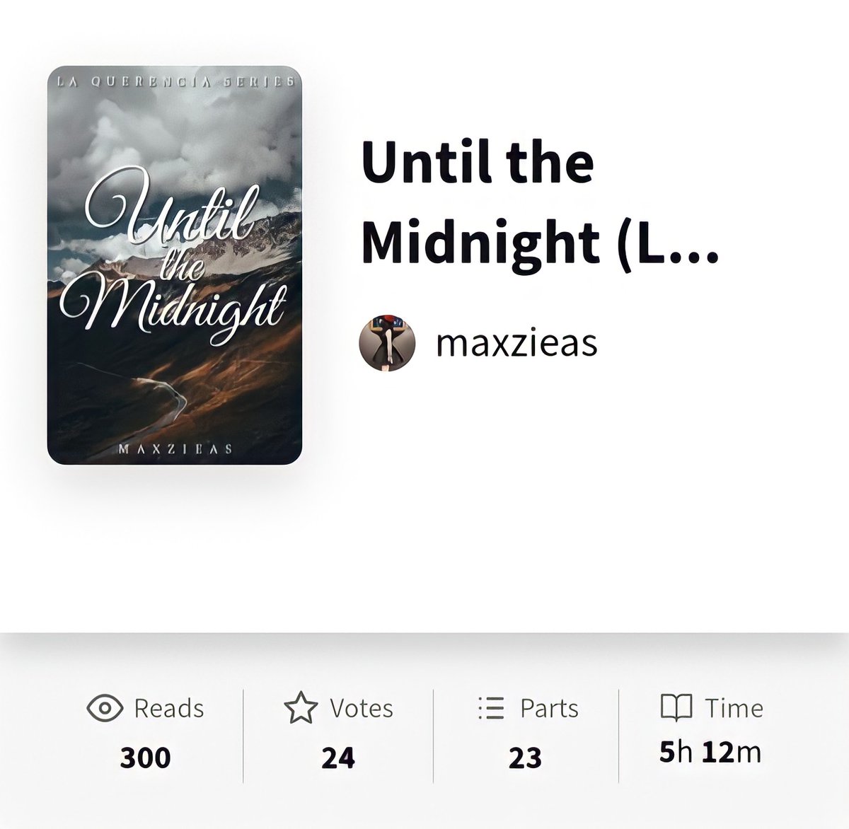 maxzieas's tweet photo. Happy 300 reads to Until the Midnight! Thank you so much!!🥺🤍 https://t.co/0uEV7VvAA6