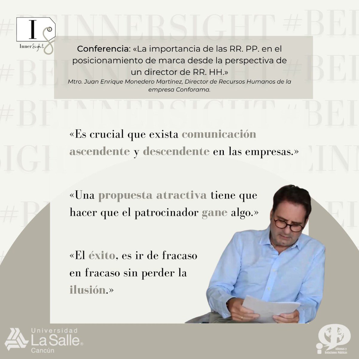 IRPLaSalle's tweet photo. ¡Echa un vistazo a lo más destacado del primer día de la X Jornada Académica de Idiomas y Relaciones Públicas!
No olvides que mañana, en punto de las 9 a.m., empieza el segundo día de la Jornada.
No te lo puedes perder, habrá muchas sorpresas.
#BeInnerSight ⚜️ #XJornadaAcadémica https://t.co/h18USzzgAb