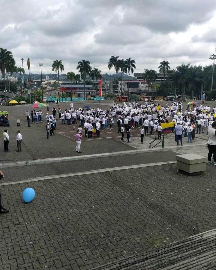 WRadioColombia's tweet photo. #RegionesW|Este jueves se registró en Pereira una marcha en contra de las protestas que se vienen realizando en la ciudad en el marco del paro nacional. https://t.co/qNPbu8vV3Y
