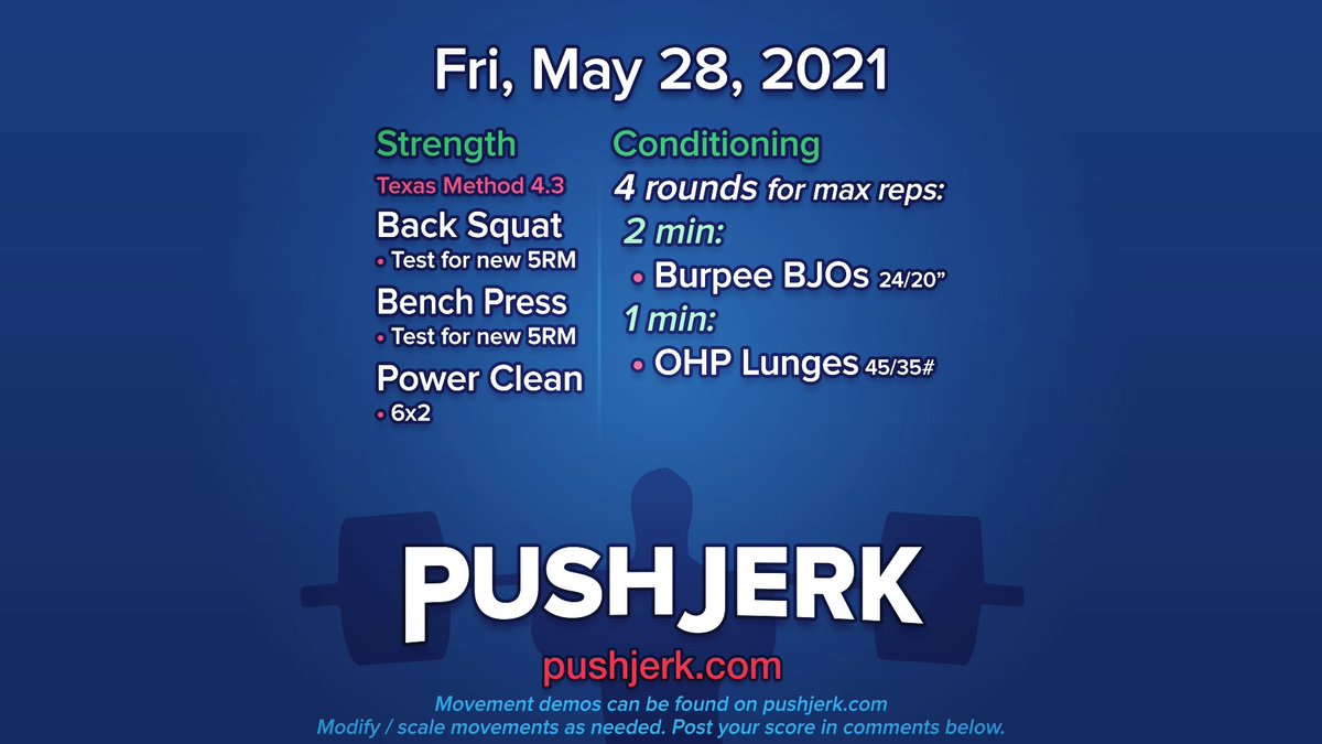 PushJerk's tweet photo. Fri, May 28, 2021 • https://t.co/46IJmcscNo

#garagegym #homegym #crossfit #wod 🗓 #texasmethod 💪🤠 #squats 🍑 #benchpress 💪 #5RM 5️⃣ #snatch 🏋️‍♀️ #bbjo ❤️📦 #lunges 🍽🍑 https://t.co/eiIVM3SLSs