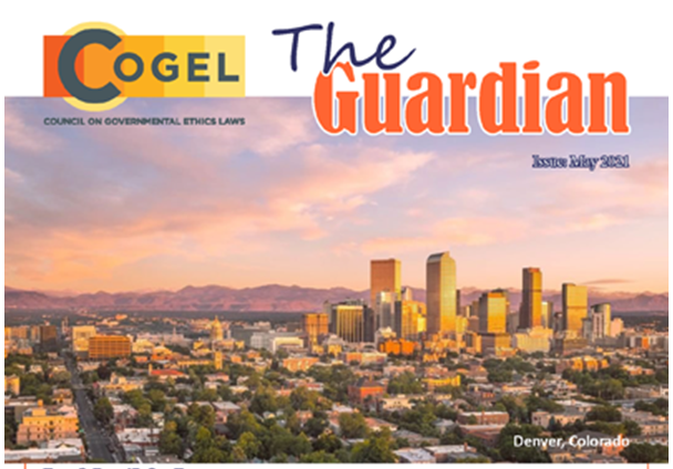 COGELinfo's tweet photo. Refresh your #ethicalmojo! Hear from your #COGEL colleagues re #lobbyistchallenges #natureethics #theelectionofthecentury #enforcement #uppingyourgame #transparency All this &amp; more in The Guardian! @NYCCOIB @EthicsSeal @darrinesq @Gramitt @Peg_Perl @CoaEthics @ChicagoEthicsBd https://t.co/yfbKOdF7cQ